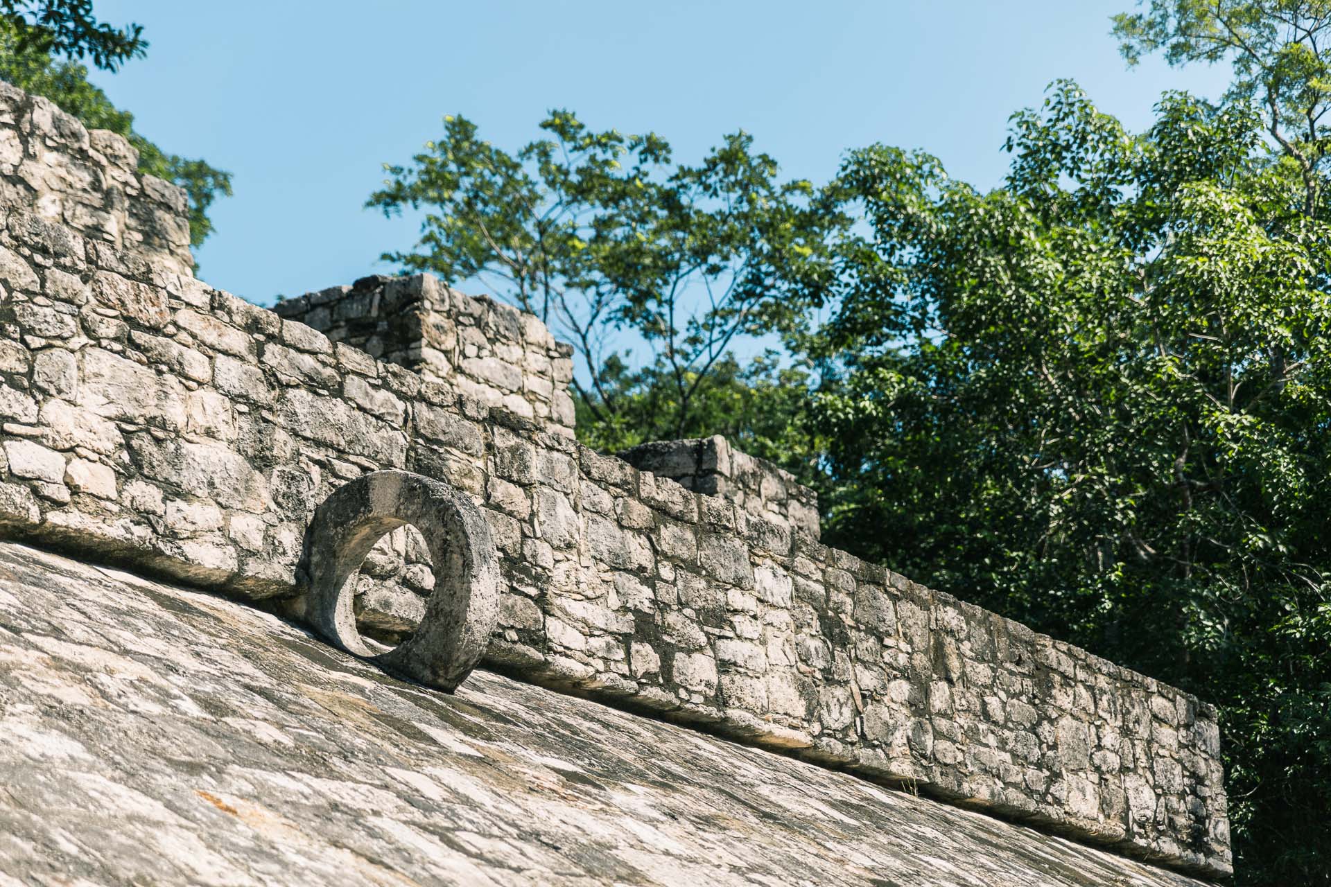 One of the goals at the Mayan ball court. 